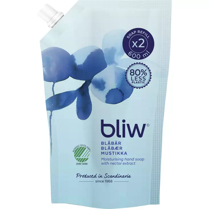 Bliw 600ml Mustikka täyttöpussi nestesaippua - Käsisaippuat - 7310618426455 - 1
