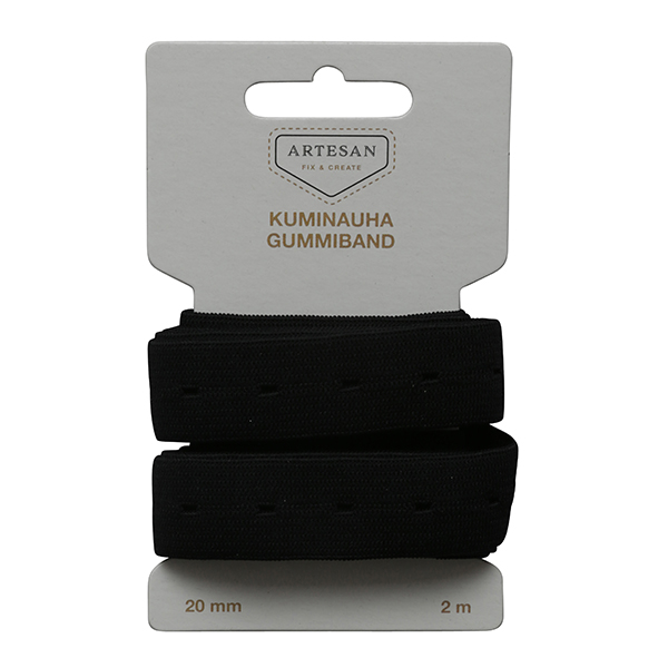 KUMINAUHA REIÄLLINEN 20 MM 2 M MUSTA - Kuminauhat - 6420615040095 - 1