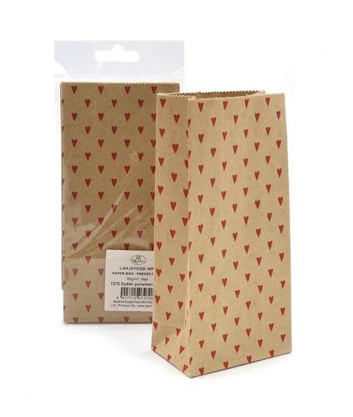 Lahjapussi mini Sydän punainen uusio - Joulukorttiaskartelu - 6417715072705 - 1