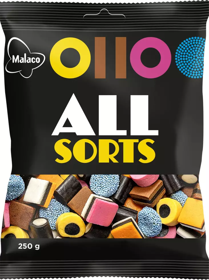 MALACO ALLSORTS 250G - Makeispussit, -patukat ja tikkarit - 6420256015735 - 1