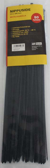 NIPPUSIDE 3,6X300mm metallilukko 50kpl - Nippusiteet ja kaapelikiinnikkeet - 6430032159775 - 1