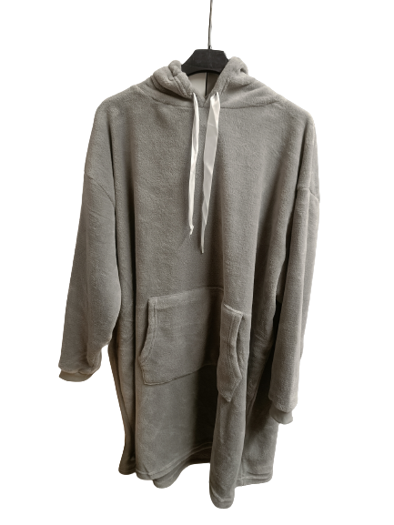 Naisten coralfleece maxihuppari silver grey L-XL - Naisten colleget ja hupparit - 6419285418815 - 1