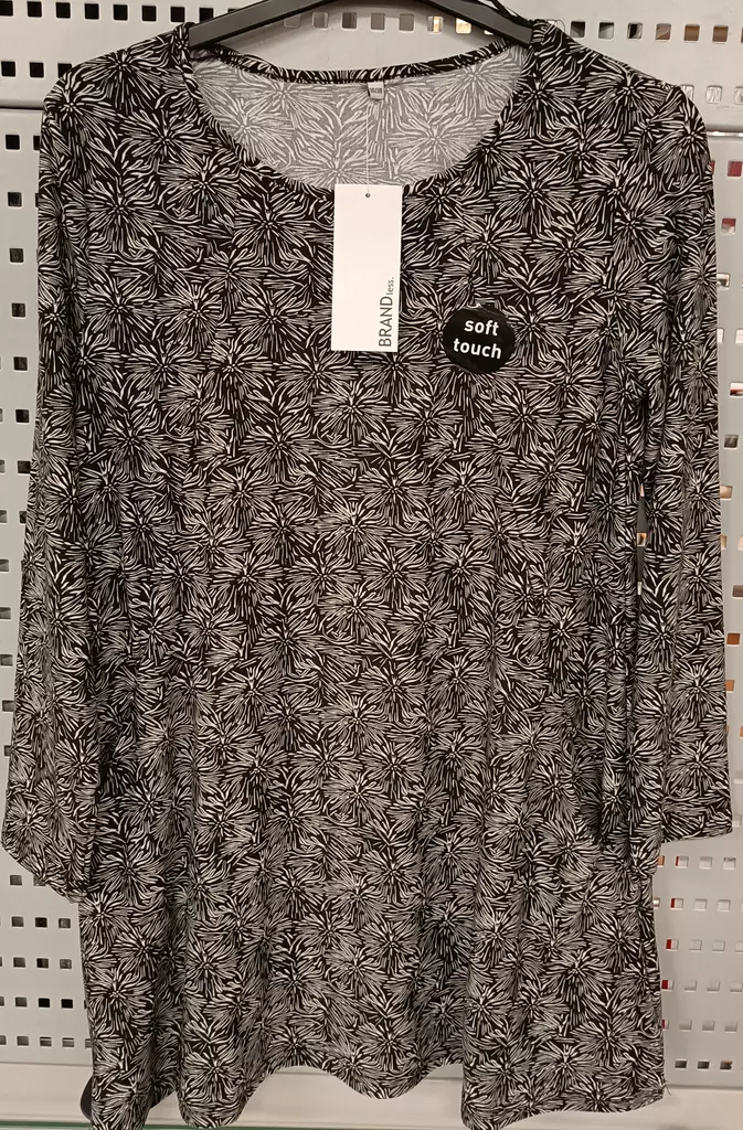 Naisten tunika 1:1 hiha Soft 36-38 valkomusta kuvio - Naisten pitkähihaiset paidat ja tunikat - 6419285848865 - 1