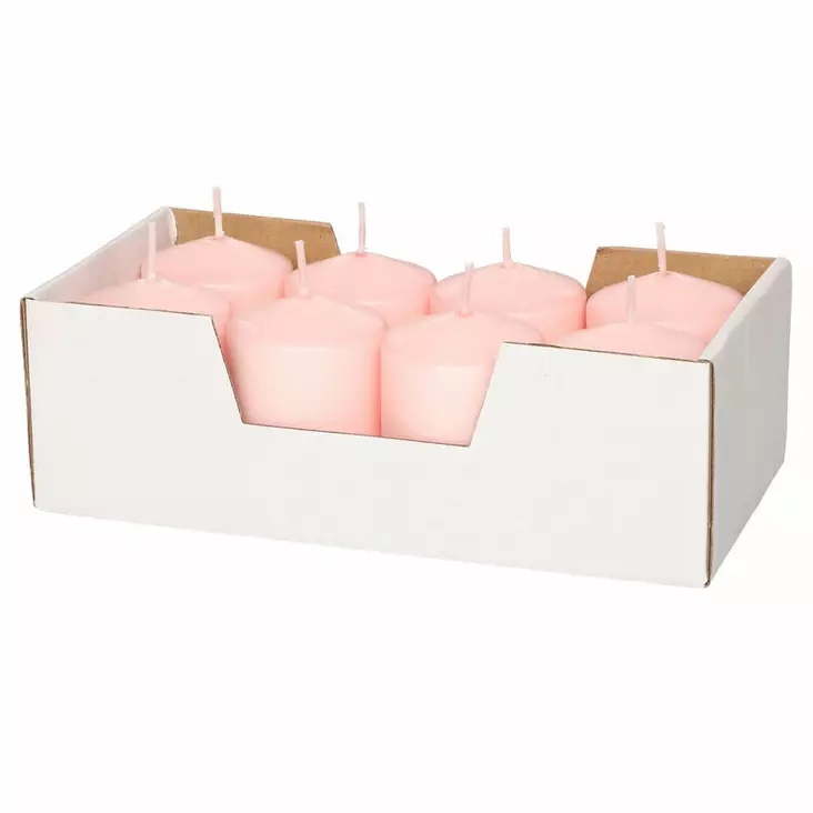 Polar Pöytäkynttilä vaaleanpunainen 5x7 cm 8 kpl tarjotin - Pöytäkynttilät ja tuoksukynttilät - 6410416300115 - 1
