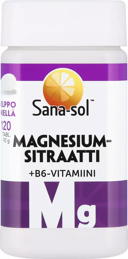 Sana-sol 120tabl Magnesiumsitraatti + B6 vitamiinitabletti - Vitamiinit - 5702071381365 - 1