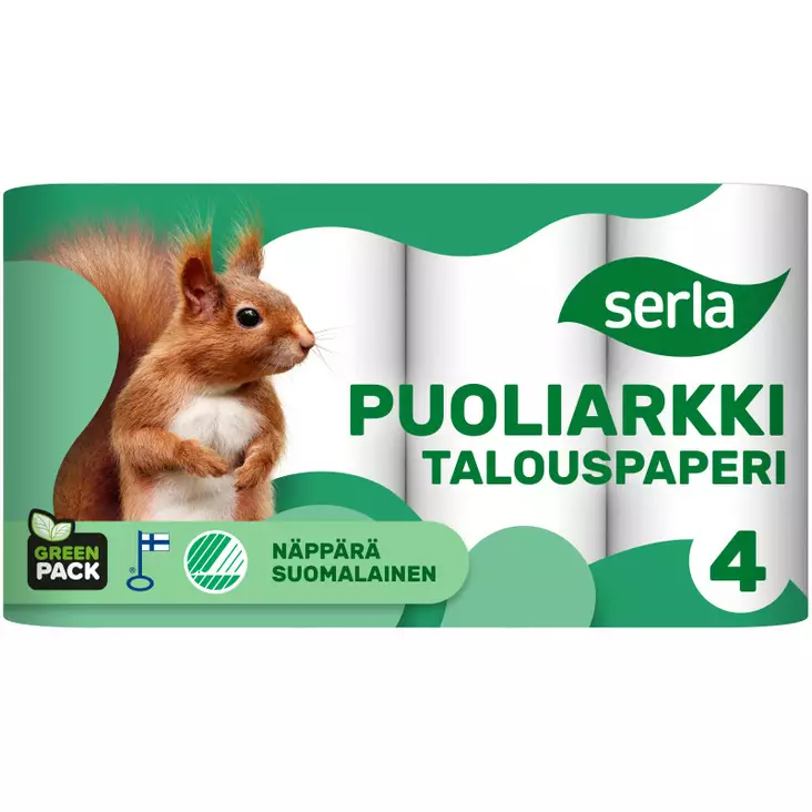 Serla talouspaperi puoliarkki 4 rl valkoinen - Talouspaperit - 6414301057665 - 1