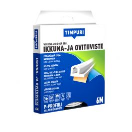 TIMPURI Ikkuna- ja ovitiiviste P-profiili 6m valkoinen - Ikkunatiivisteet ja ovitiivisteet - 6418091704235 - 1