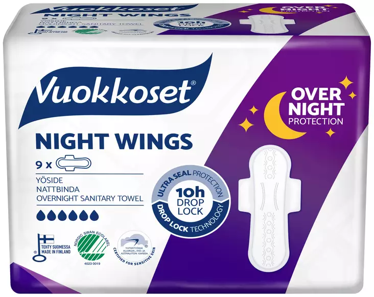 VUOKKOSET NIGHT WINGS 9 OHUTSIDE - Tamponit ja terveyssiteet - 6414100896205 - 1