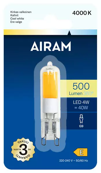 Airam kirkas G9 4000K 500lm lasikupu - Lamput ja polttimot - 6435200300515 - 1
