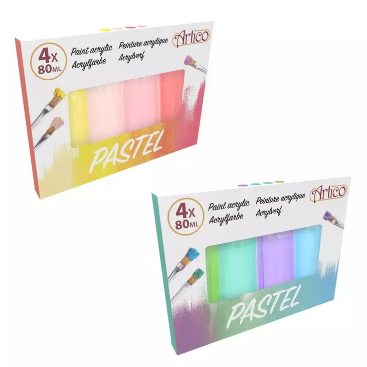 Akryylimaalit pastelli 80ml 4kpl - Taiteilijatarvikkeet - 8711252238395 - 1