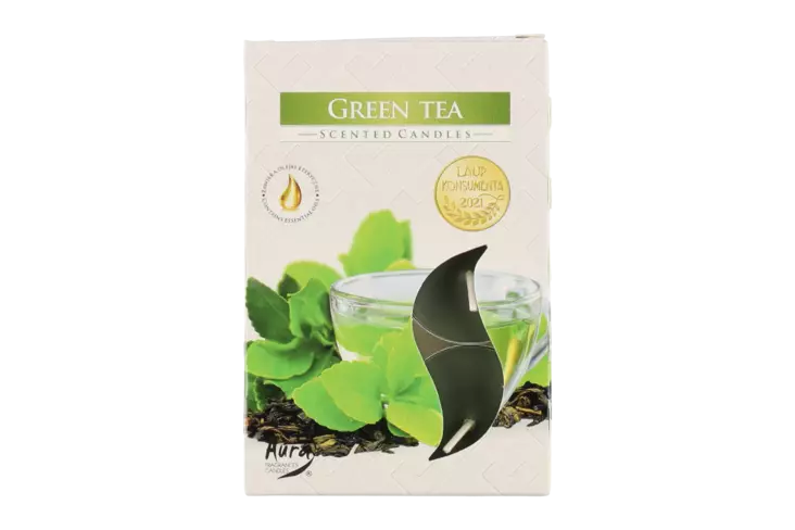 Aura Tuoksulämpökynttilä Green Tea 6 kpl - Pöytäkynttilät ja tuoksukynttilät - 5906927015835 - 1