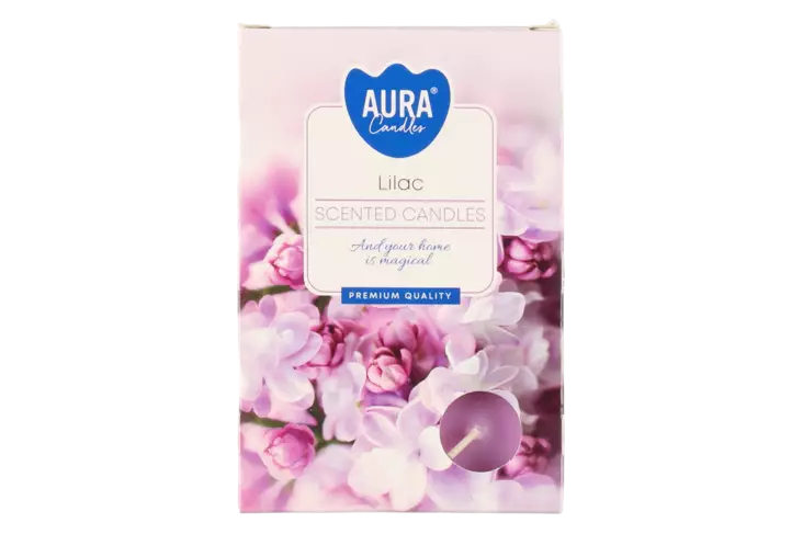 Aura Tuoksulämpökynttilä Lilac 6kpl - Pöytäkynttilät ja tuoksukynttilät - 5906927015385 - 1