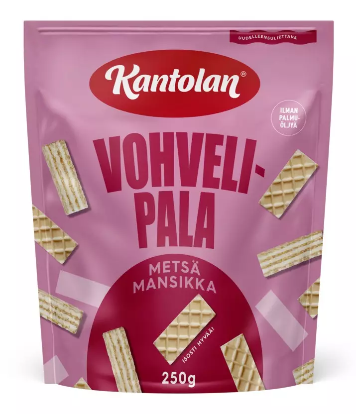 Kantolan Vohvelipala Metsämansikka 250 g - Makeat keksit - 6410380066345 - 1