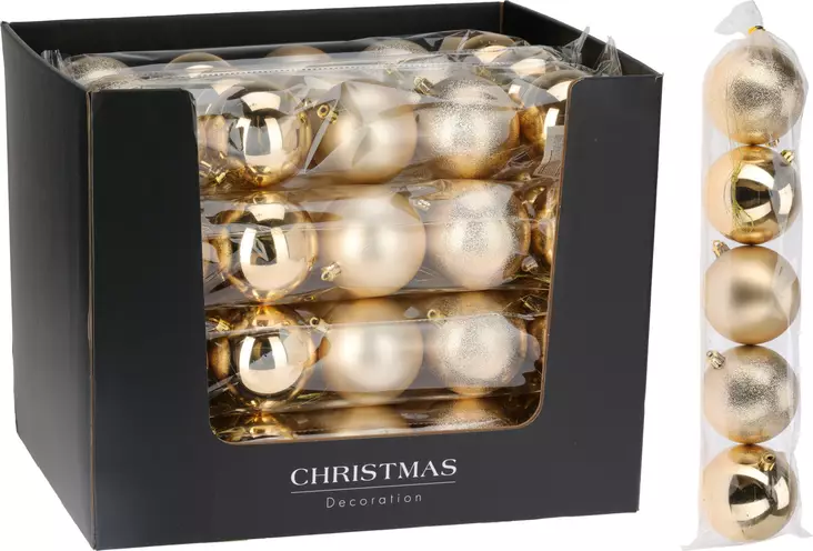 Kuusenpallot 8 cm kulta - Joulukuusen koristeet - 8721037134385 - 1