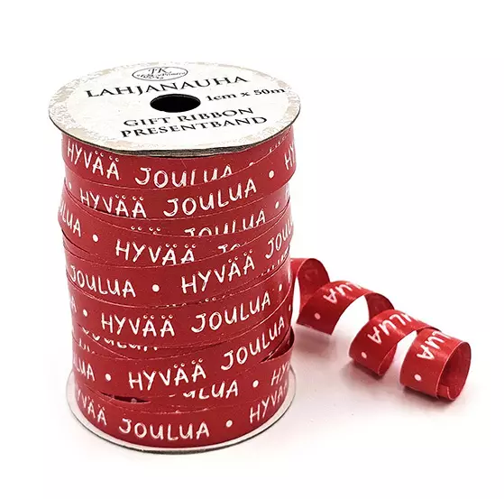 Lahjanauha 1cmx50m Hyvää joulua punainen - Joulukorttiaskartelu - 6417715139835 - 1