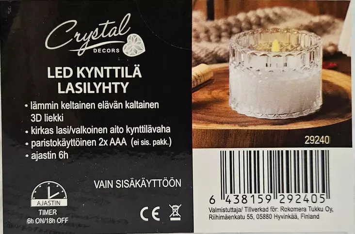 LED LASILYHTYKYNTTILÄ 3D AJASTIMELLA - LED-kynttilät - 6438159292405 - 1