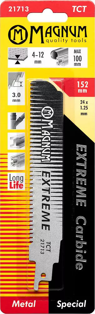 Magnum puukkosahanterä Extreme TCT 3,0 / 152 mm – vaativille metalleille ja purkutöihin - Sirkkelin- ja sahanterät sekä tarvikkeet - 6418868217135 - 1
