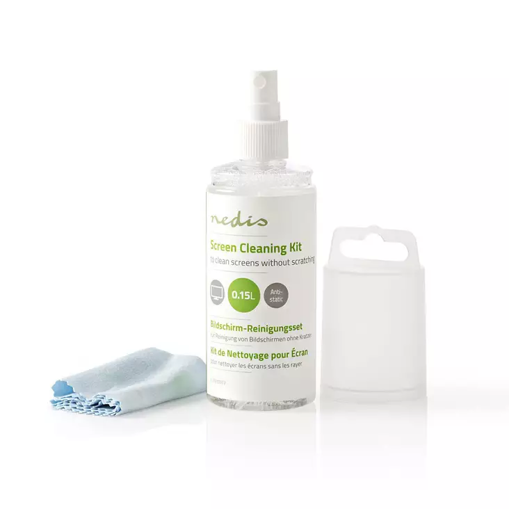 Nedis näytönpuhdistussarja 150 ml, mikrokuituliina - Näytönpuhdistus - 5412810274215 - 1