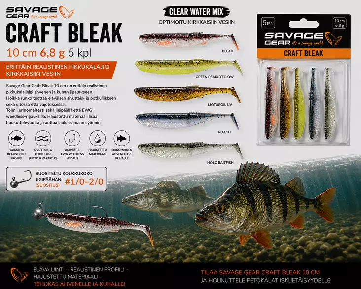 SG Craft Bleak 10cm Clear Water MIX - Jigit ja jigipäät - 5706301003485 - 1