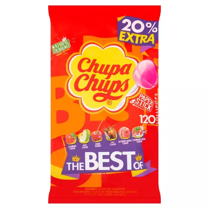 TIKKUKARAMELLI CHUPA CHUPS 120KPL - Makeispussit, -patukat ja tikkarit - 8410031923605 - 1