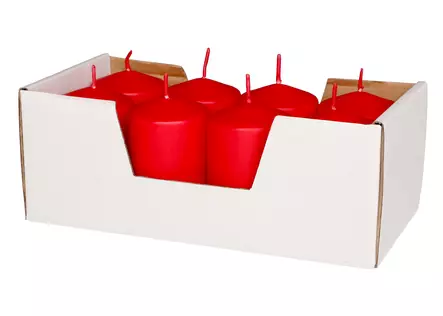 Polar Pöytäkynttilä punainen 5x8 cm 8kpl tarjotin - Pöytäkynttilät ja tuoksukynttilät - 6410412714336 - 1