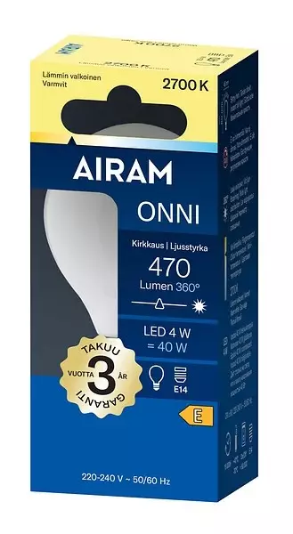 Airam LED Onni Pienkupulamppu E14 4W 470lm 2700K - Lamput ja polttimot - 6435200317896 - 2
