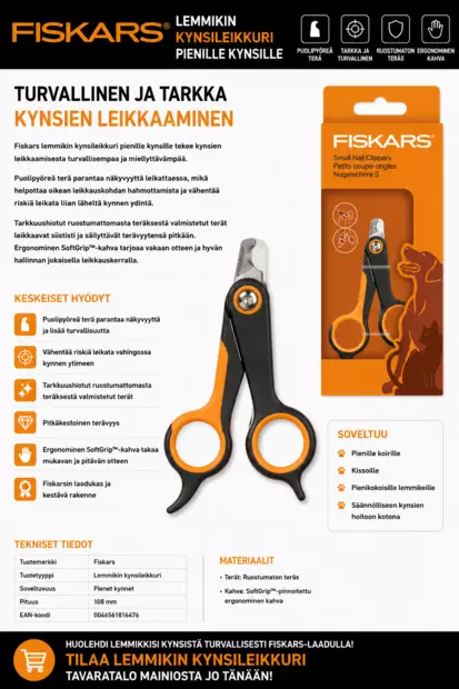 Fiskars Lemmikin kynsileikkuri pienille - Koiran trimmaus ja turkinhoito - 0046561816476 - 2