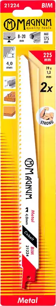 Magnum puukkosahanterä BIM Strong 4,0 / 225 mm 2 kpl – raskaisiin purkutöihin - Sirkkelin- ja sahanterät sekä tarvikkeet - 6418868212246 - 1