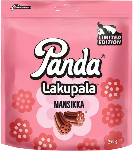 PANDA LAKUPALA MANSIKKA 250G - Makeispussit, -patukat ja tikkarit - 6412500042246 - 1