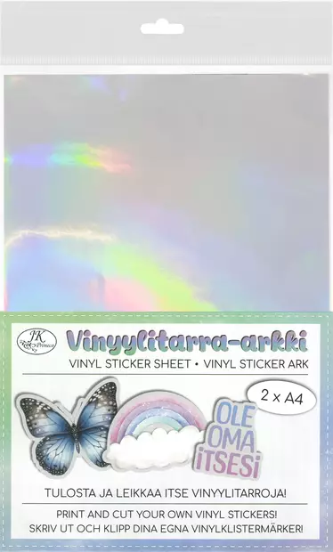 Vinyylitarra A4 hologrammi hopea 2ark - Tee-se-itse DIY - 6417715123926 - 1