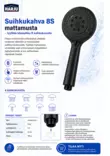 Suihkukahva 8S mattamusta - Suihkupäät - 6438140050496 - 2