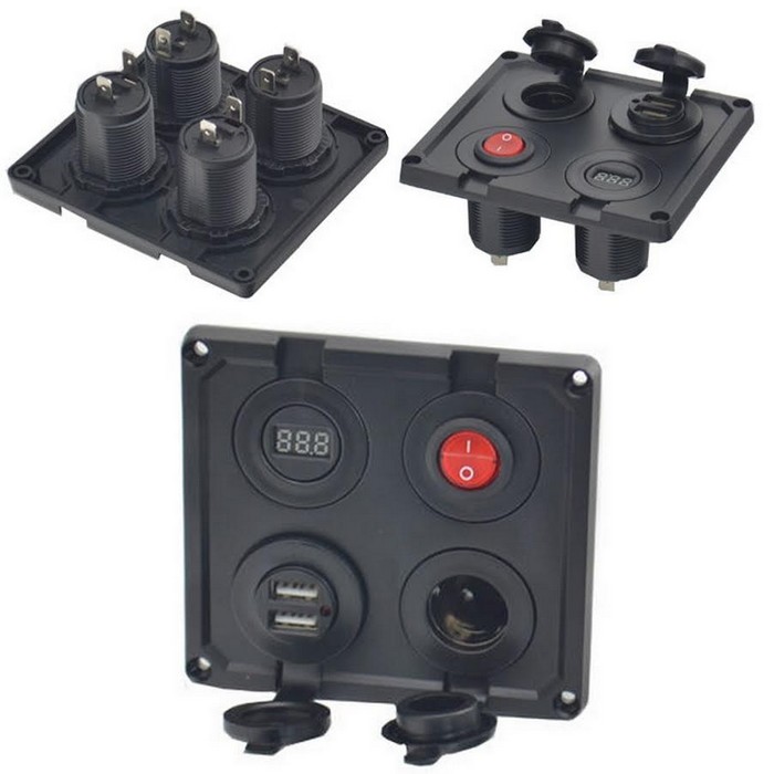 12V PLUG UPOT.PANEELI P.RASIA 2xUSB 4in1 - Auton akkutarvikkeet - 6438152082836 - 1