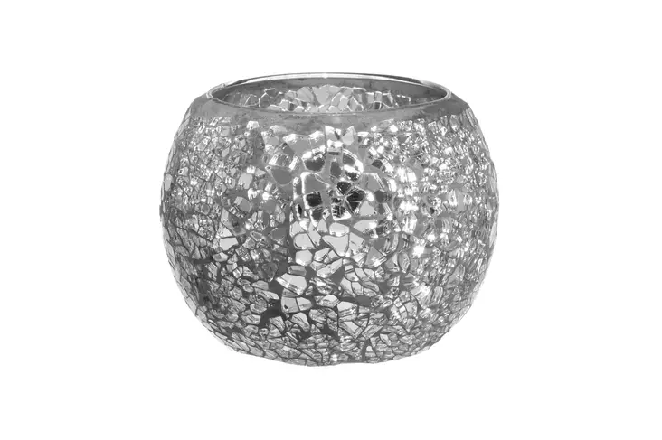 4Living Kynttiläkippo mosaiikki harmaa 8,5 cm - Kynttilälyhdyt - 6410416075266 - 1