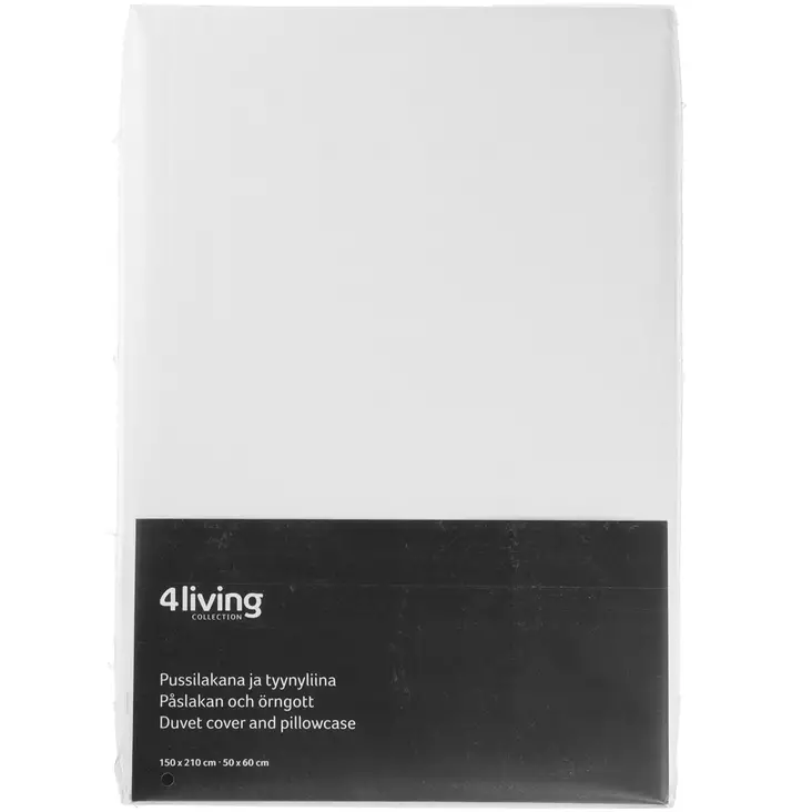 4Living Pussilakanasetti Ella valkoinen 150x210cm, 50x60cm - Pussilakanat - 6410413291126 - 1