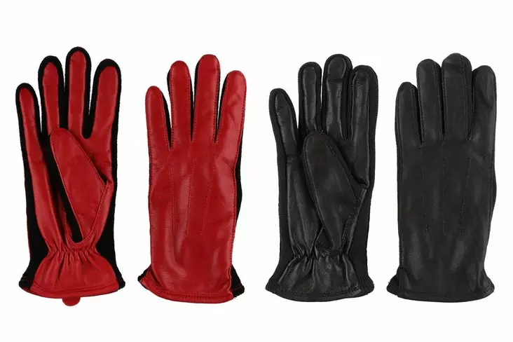 Acces Nahkakäsineet Sandwich naisten musta koko 7,5 - Naisten käsineet - 6410413286726 - 1