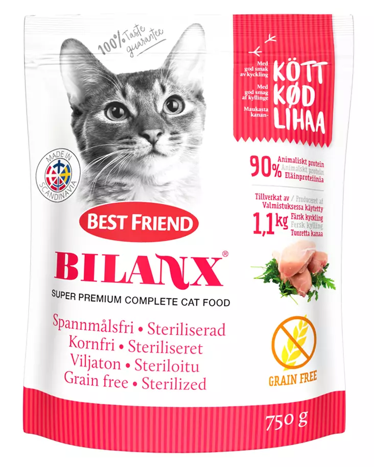 Best Friend Bilanx viljaton steriloitu 750 g kissan kuiva täysravinto - Kissan terveys ja erikoisravinnot - 5700551211256 - 1