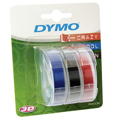 Dymo kohokirjoitinnauha, pun/sin/musta 9mm x 3m S0847750 - Sakset - 3501170847756 - 1