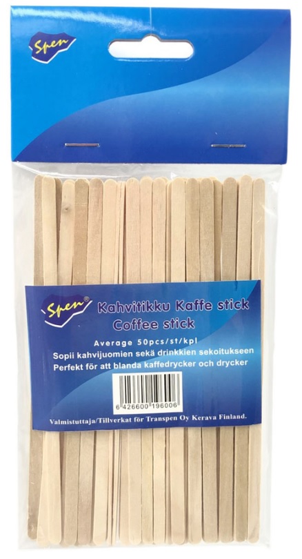 Kahvitikku 50 kpl, Koivua - Kertakäyttöastiat ja -välineet - 6426600196006 - 1