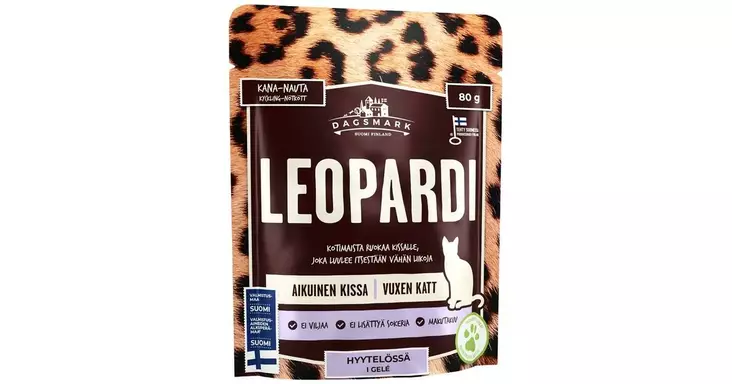 LEOPARDI KANAA JA NAUTAA HYYTELÖSSÄ - Kissan märkäruoka - 6430066381906 - 1