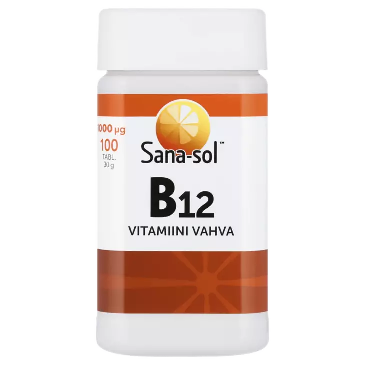 Sana-sol 100tabl B12-vitamiini 1000µg vahva vitamiinitabletti - Vitamiinit - 5702071381686 - 1