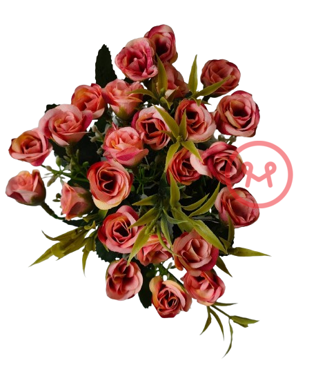 TEKOKUKKA RUUSUT RUUKUSSA TEKSTILLÄ - Tekokukat ja -kasvit - 6438159384506 - 1