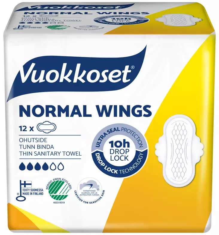 VUOKKOSET NORMAL WINGS 12 OHUTSIDE - Tamponit ja terveyssiteet - 6414100896106 - 1