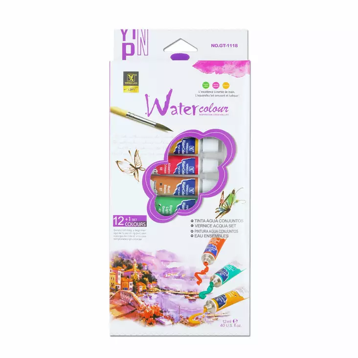 Vesiväri 12ml, 12 väriä tuubissa - Taiteilijatarvikkeet - 6934579810026 - 1