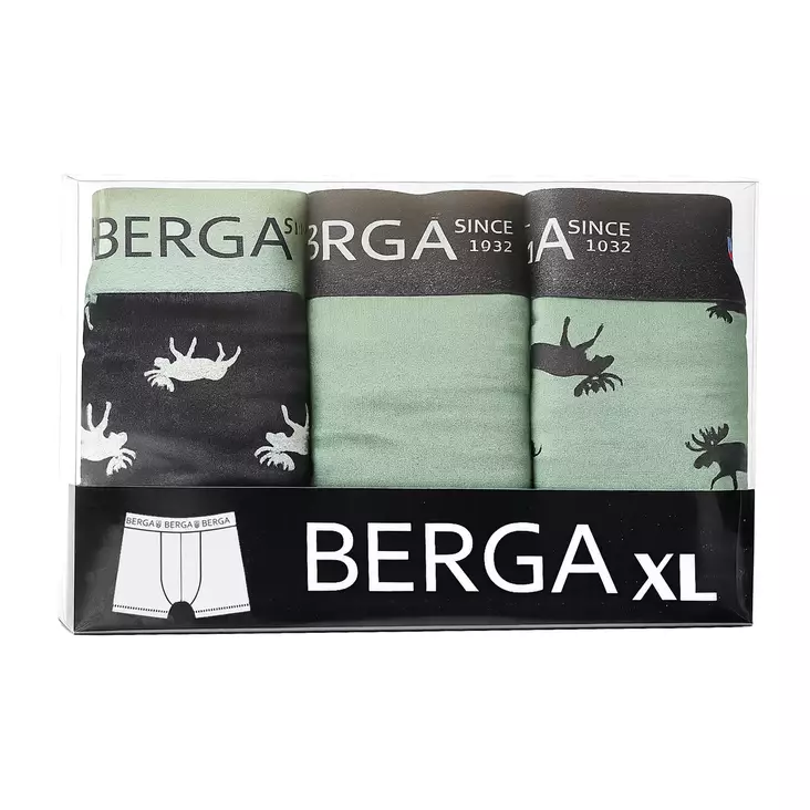 Berga miesten bokserit Hirviprint 3-pack – valitse koko - Miesten alushousut - 0000000007256 - 1