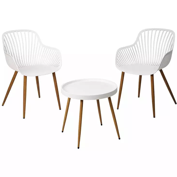 Parvekesetti White Bistro p=C3=B6yt=C3=A4 ja 2 tuolia - Puutarhapenkit ja -tuolit - 8721037314756 - 1
