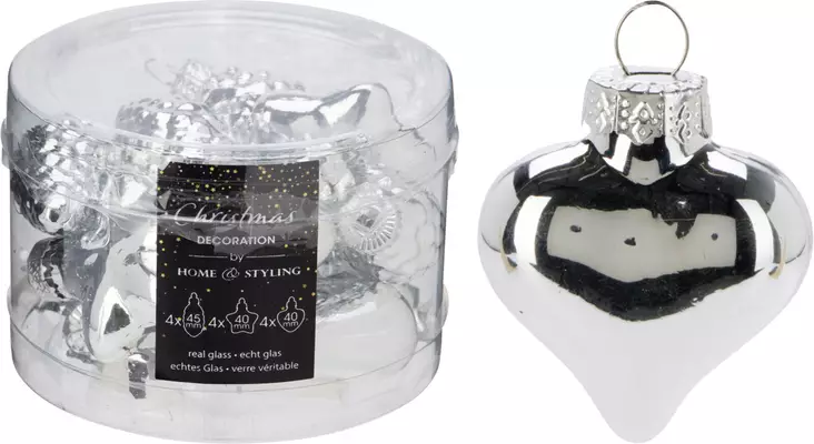 Kuusenpallot lajitelma 12 kpl hopea - Joulukuusen koristeet - 8719987960376 - 1