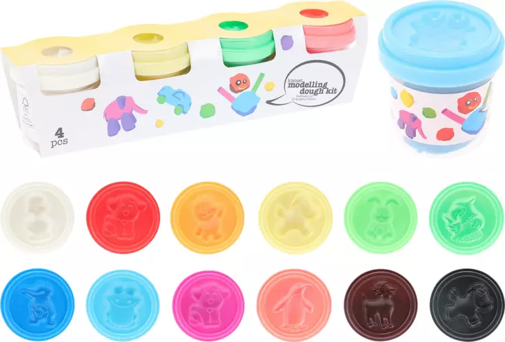 Muovailuvaha purkissa Setti 4 väriä - Sisäleikit - 8720573858076 - 1