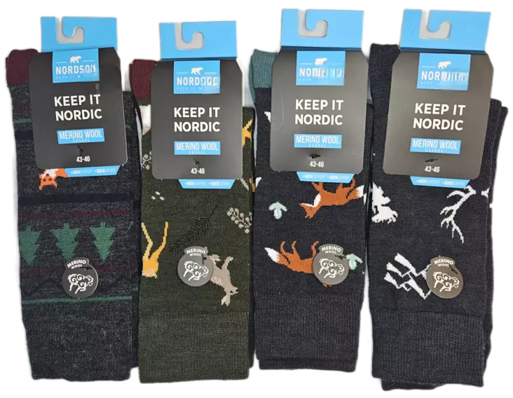 N Merinovillasukat, metsäneläimet - Miesten sukat - 6438159951326 - 1