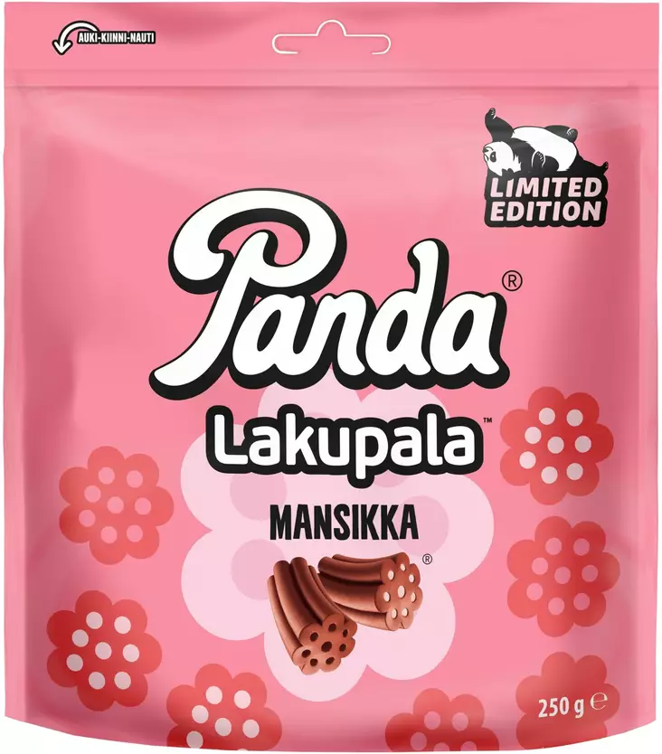 PANDA LAKUPALA MANSIKKA 250G - Makeispussit, -patukat ja tikkarit - 6412500042246 - 1
