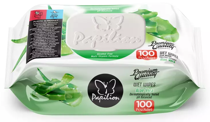 PAPILION ISO KOSTEUSPYYHE ALOE VERA - Intiimikosteuspyyhkeet - 8692857014716 - 1